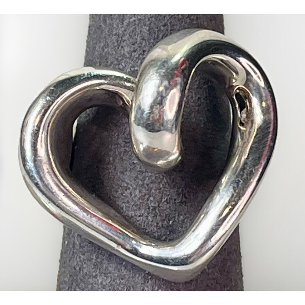 Indigo Falls 925 Sterling Electroform Heart Statement Ring Pendant Sz 7.5-8 - Picture 2 of 16